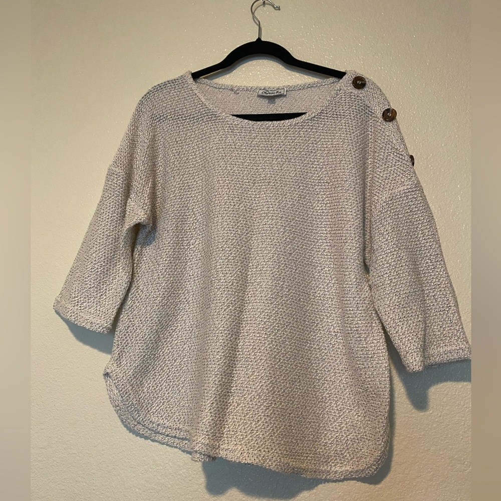 Chances R Cream Crew Neck Blouse Soft Knit Medium Weight XL